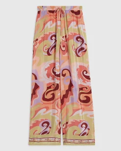 Orange Swirl Print Beach Trousers