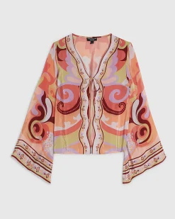 Orange Swirl Print Cover Up