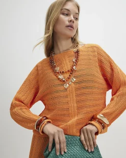 Orange Tape Yarn Knitted Jumper
