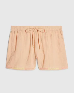 Orange Textured Beach Shorts