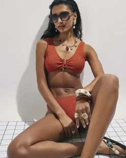 Orange Textured Cami Bikini Top