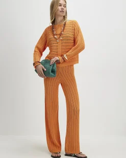 Orange Wide Leg Knitted Trouser