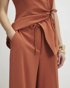 Orange Wide Leg Tailored Trousers