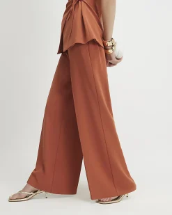 Orange Wide Leg Tailored Trousers
