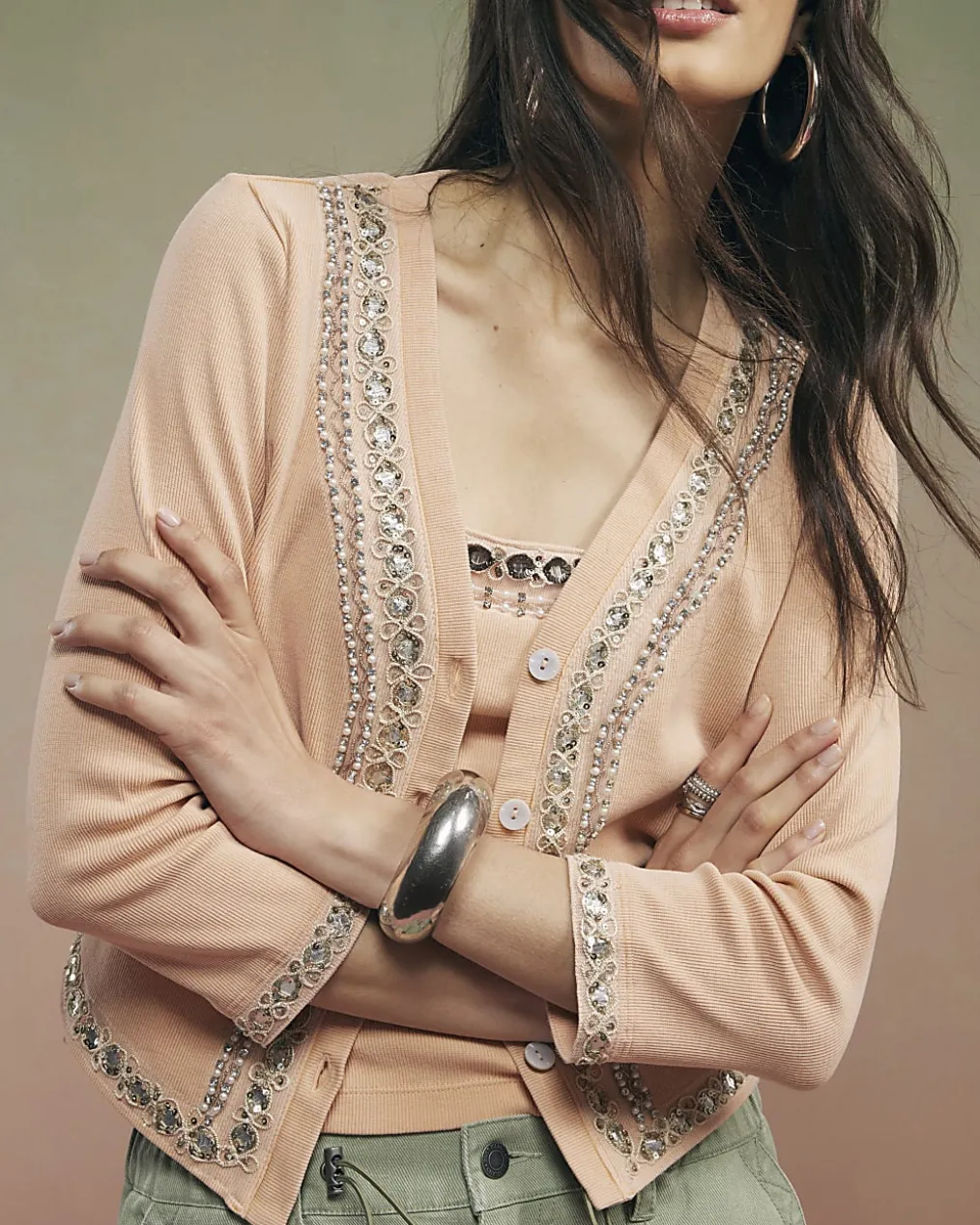 Orange Year Zero Embellished Trim Cardigan