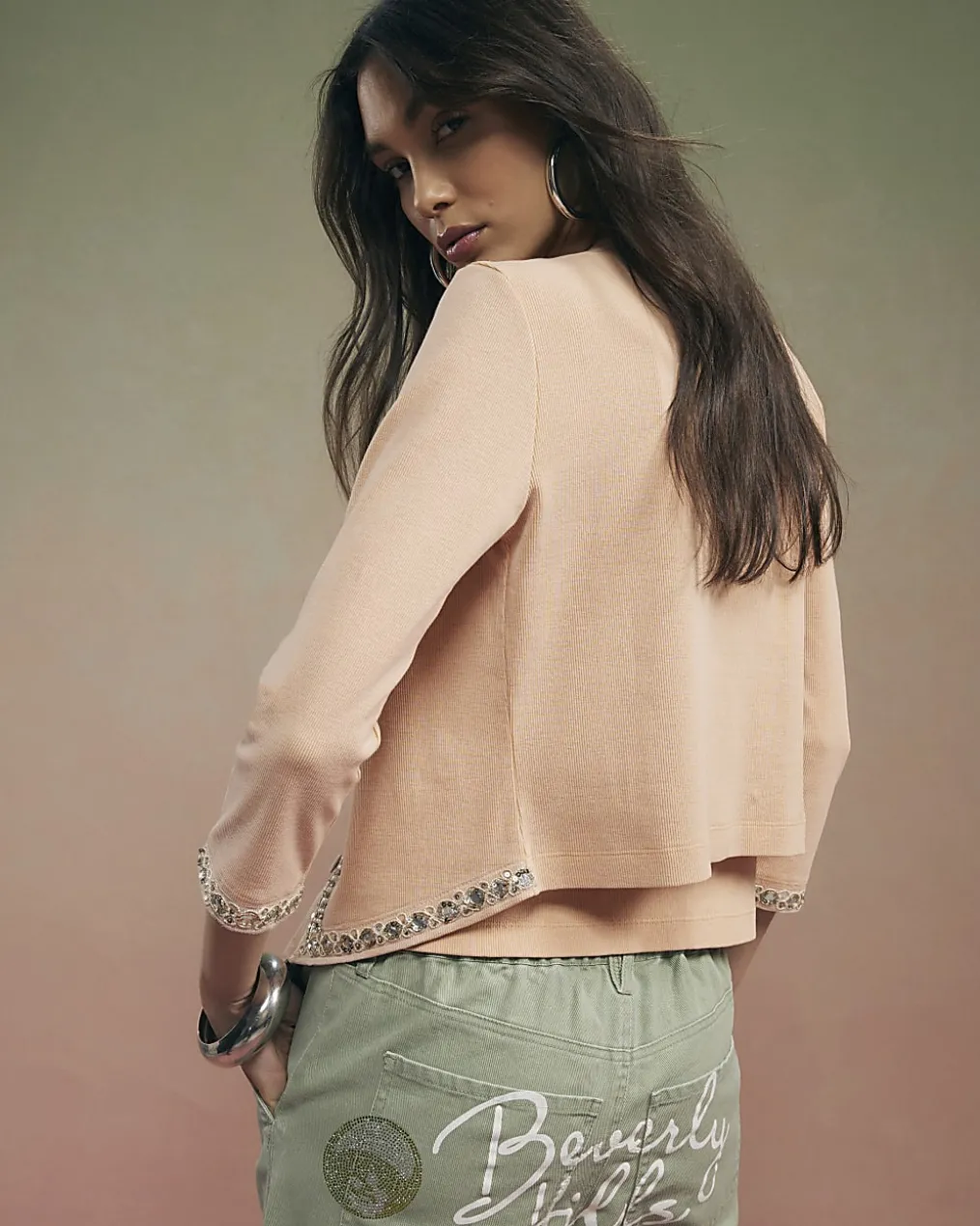 Orange Year Zero Embellished Trim Cardigan