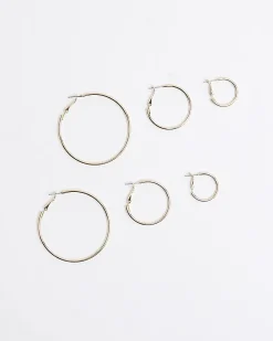 Pack of 3 Gold Mixed Hoop Earrings