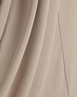 Petite Beige Fitted Waist Maxi Dress