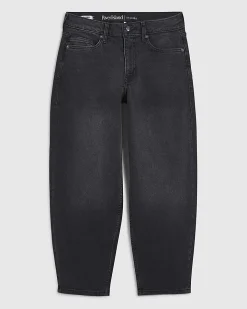 Petite Black Barrel Leg Jeans