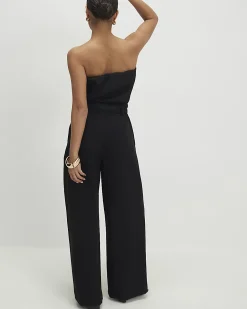 Petite Black Belted Wide Leg Trousers