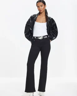 Petite Black Mid Rise Flared Jeans