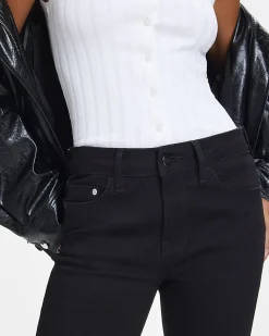 Petite Black Mid Rise Flared Jeans