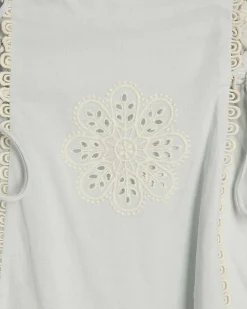 Petite Blue Broderie Daisy Mini Dress