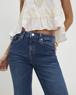 Petite Blue Cropped Kick Flare Jeans