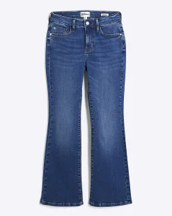 Petite Blue Denim Mid Rise Bootcut Jeans