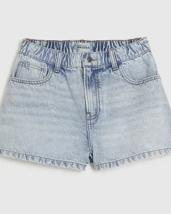 Petite Blue Elasticated A Line Denim Shorts