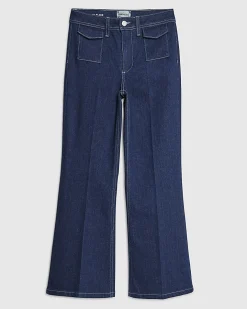 Petite Blue Front Pocket Flared Jeans