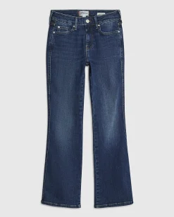 Petite Blue Mid Rise Flared Jeans