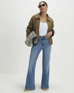 Petite Blue Relaxed Flare Jeans