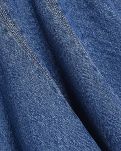 Petite Blue Seamed Denim Mini Dress
