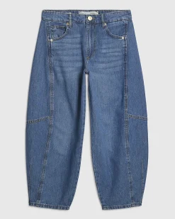 Petite Blue Soft Barrel Leg Jeans