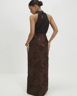 Petite Brown Cornelli Maxi Skirt