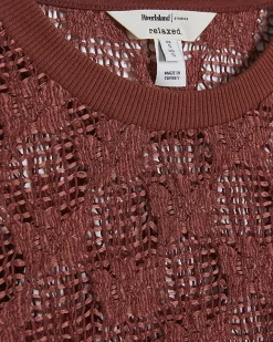 Petite Brown Crochet Lace Top