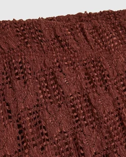 Petite Brown Crochet Lace Trousers