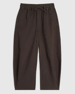 Petite Brown Denim Elastic Tapered Trousers
