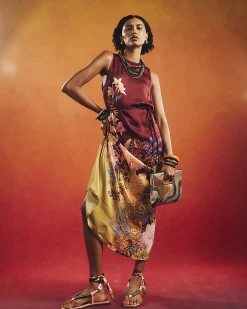 Petite Brown Floral Print Maxi Dress