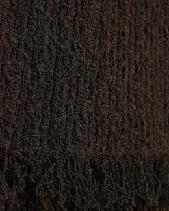 Petite Brown Knitted Fringe Trim Mini Dress