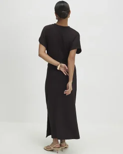 Petite Brown Premium Knot Midi Dress