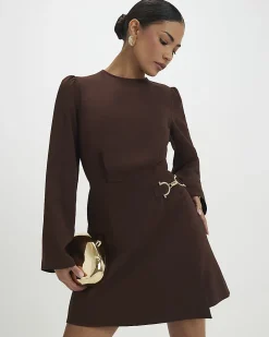 Petite Brown Snaffle Detail Mini Dress