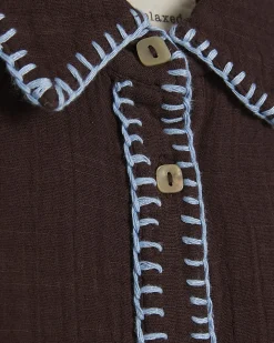 Petite Brown Whipstitch Shirt