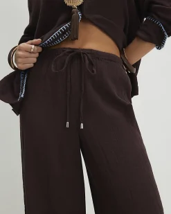 Petite Brown Whipstitch Trousers