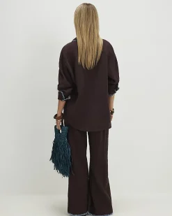 Petite Brown Whipstitch Trousers