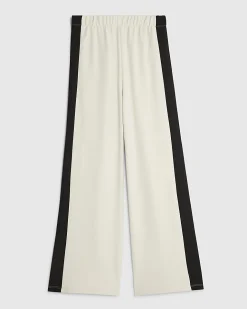 Petite Cream Colour Block Wide Leg Trousers