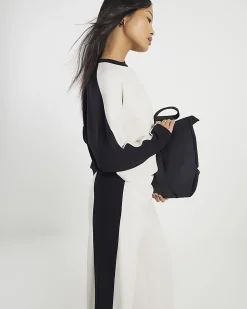 Petite Cream Colour Block Batwing Sweatshirt