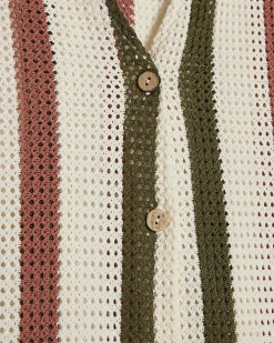 Petite Cream Crochet Stripe Shirt