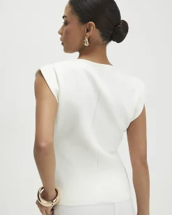 Petite Cream Fitted Knit Sleeveless Top
