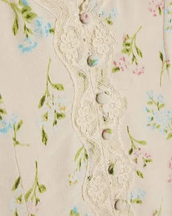 Petite Cream Floral Lace Trim Mini Dress