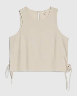 Petite Cream Linen Blend Tank Top