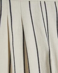 Petite Cream Stripe Wide Leg Trousers