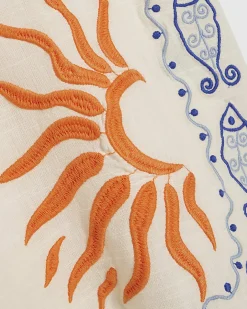 Petite Cream Sun Embroidered Mini Dress
