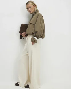 Petite Cream Wide Leg Tailored Joggers