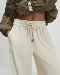 Petite Cream Wide Leg Tailored Joggers