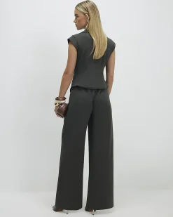 Petite Green Cap Sleeve Wide Leg Jumpsuit