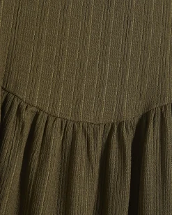 Petite Khaki Textured Midi Dress