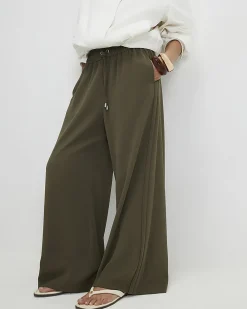 Petite Khaki Wide Leg Smart Joggers