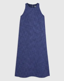 Petite Navy Cotton Midi Dress